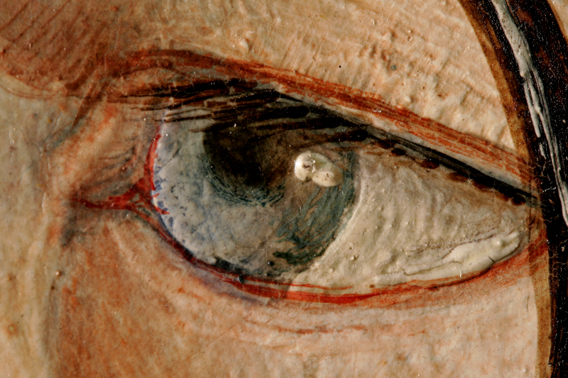 Detail of the eye in the raking light image