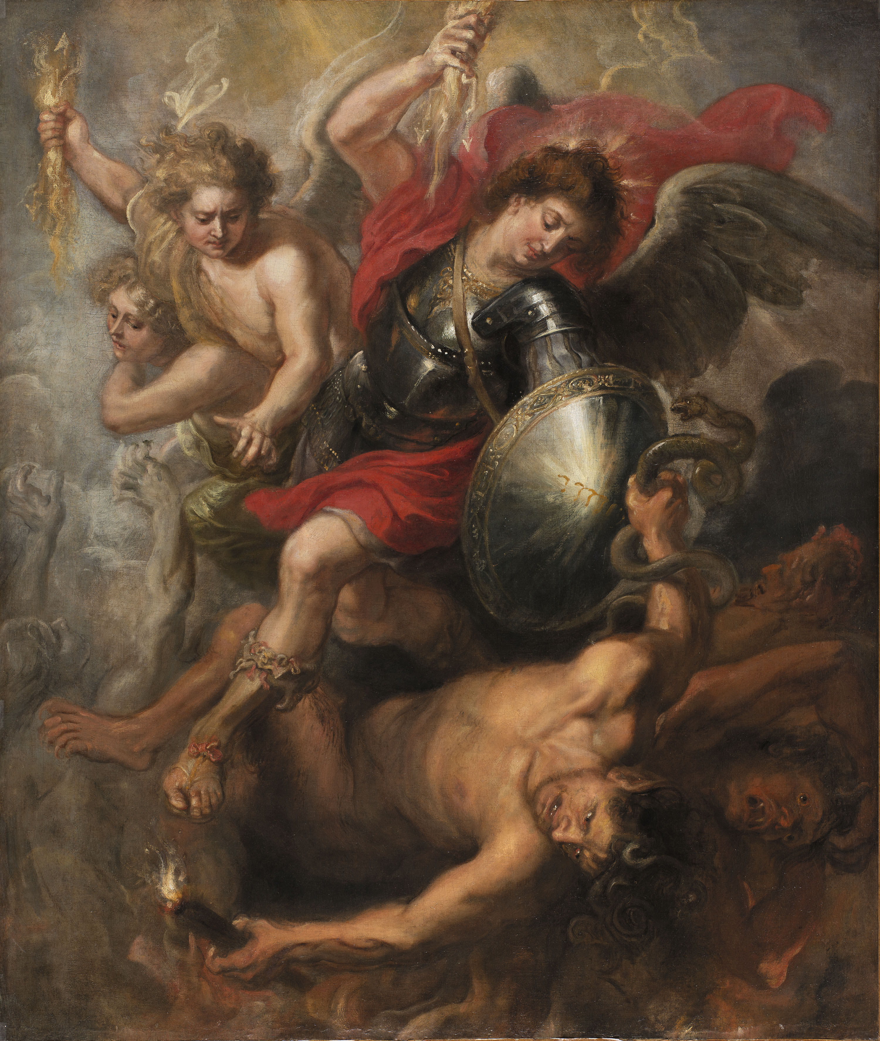 Archangel michael vs lucifer painting