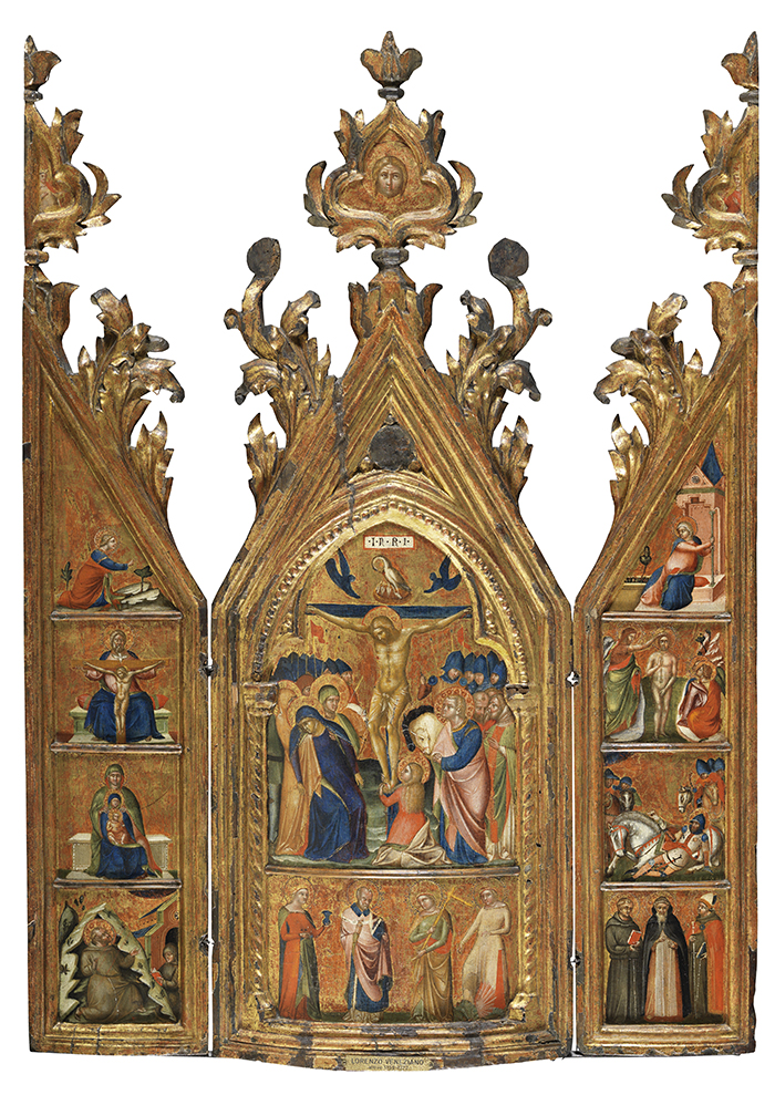 Lorenzo Veneziano, Tríptico portátil de la Crucifixión, hacia 1370-1375. Museo Nacional Thyssen-Bornemisza