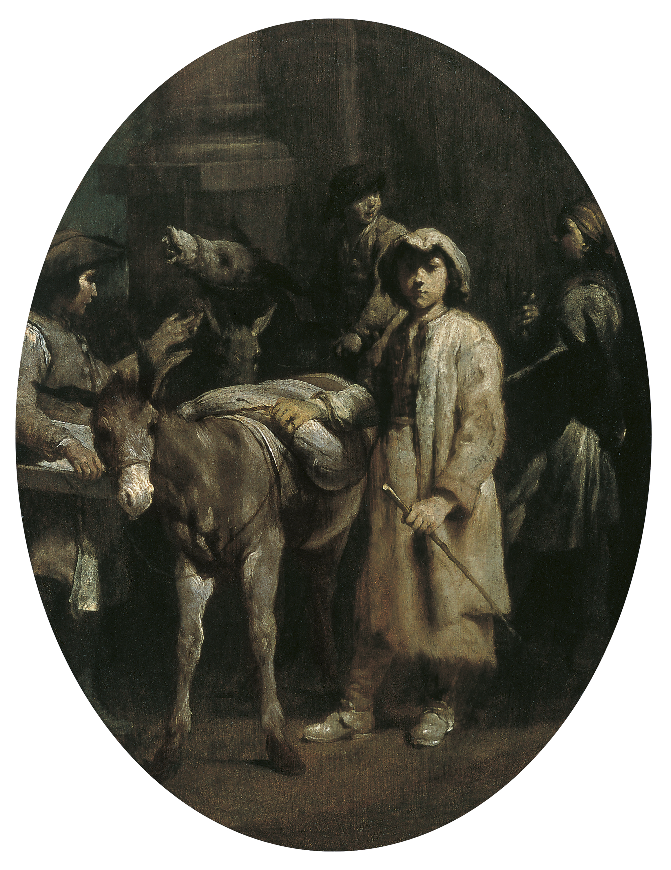 Peasants with Donkeys - Crespi, Giuseppe Maria. Museo Nacional  Thyssen-Bornemisza