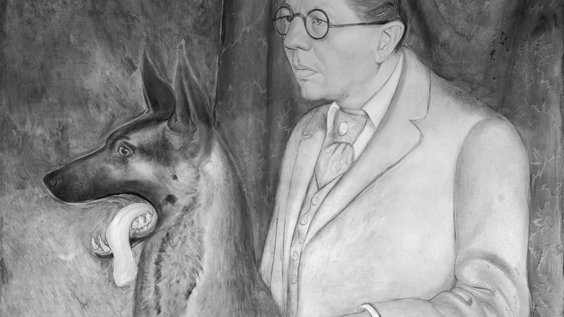 Imagen infrarroja de la obra de Otto Dix "Hugo Erfurth con perro"