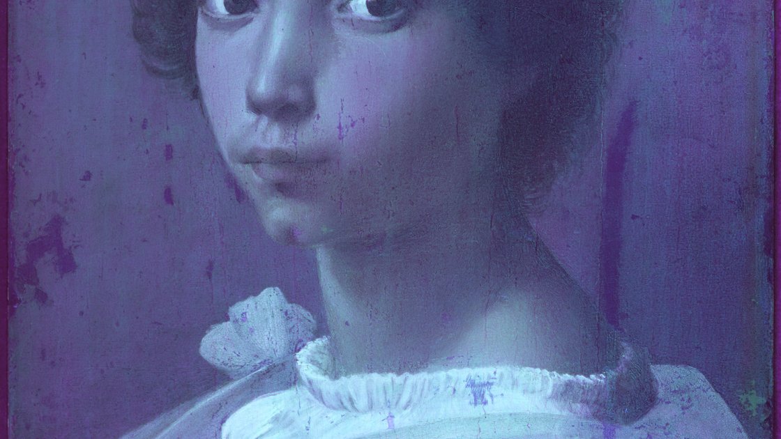 Imagen ultravioleta de la obra de Rafael “Retrato de un joven”