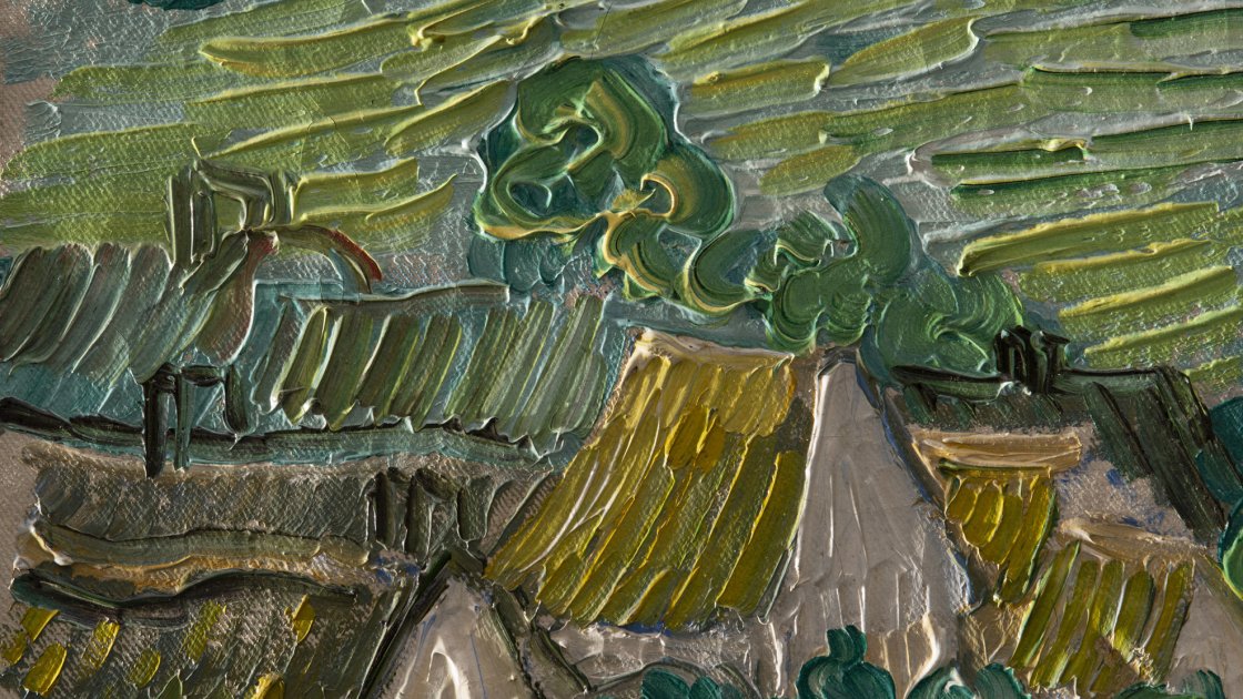 Detalle de la imagen rasante de la obra de Van Gogh "Les Vessenots en Auvers"