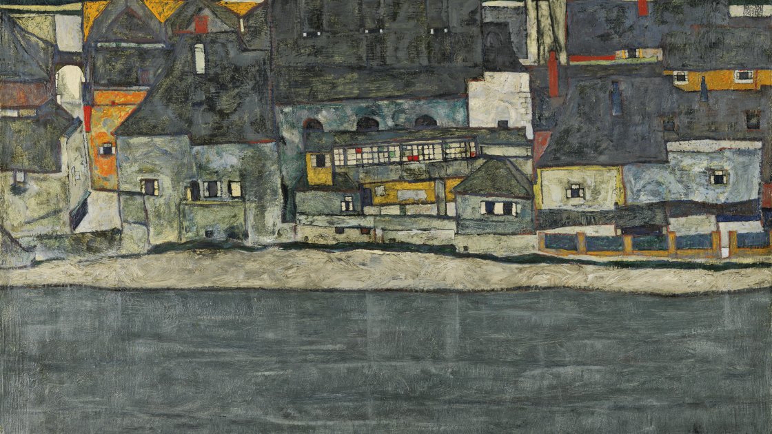 Casas junto al río. La ciudad vieja. Egon Schiele