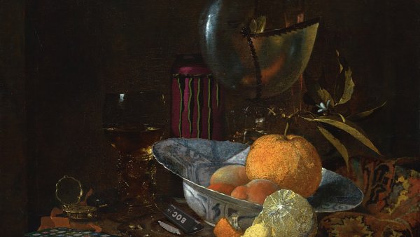 Willem Kalf. Bodegón con porcelana y copa nautilo