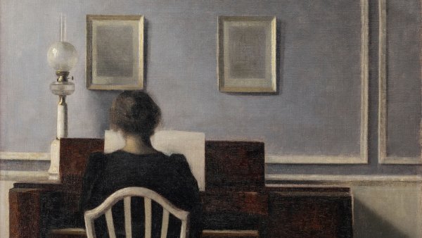 Vilhelm Hammershøi. Interior con mujer al piano, Strandgade 30, 1901 Vilhelm Hammershøi. Interior con mujer al piano, Strandgade 30, 1901