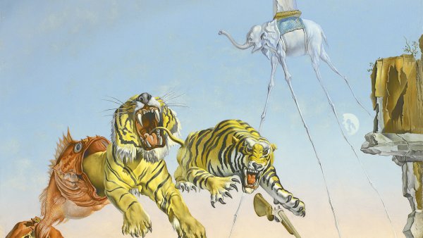 Un segundo antes del despertar de un sueño provocado por el vuelo de una abeja alrededor de una granada. Salvador Dalí Un segundo antes del despertar de un sueño provocado por el vuelo de una abeja alrededor de una granada. Salvador Dalí