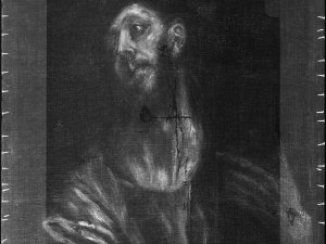 X-Ray of the painting “Christ with the Cross” c.1587‐1596, by El Greco X-Ray of the painting “Christ with the Cross” c.1587‐1596, by El Greco