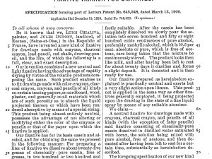 Patent document for the fixative created by painter Luigi Chialiva Patent document for the fixative created by painter Luigi Chialiva