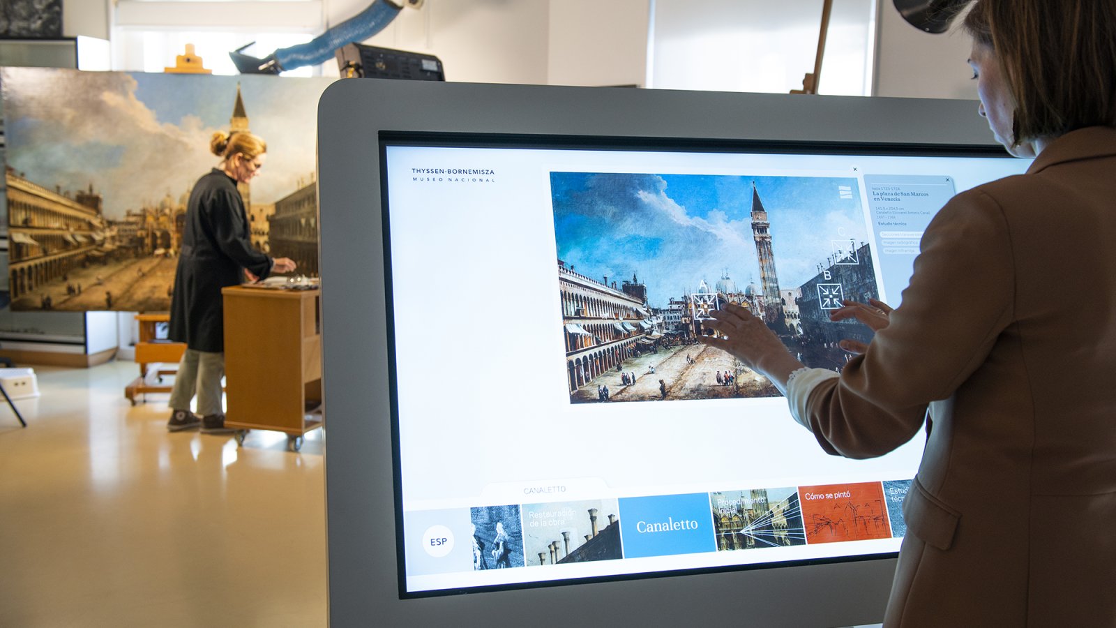 Detail of the interactive project of “The Piazza San Marco in Venice”, by Canaletto