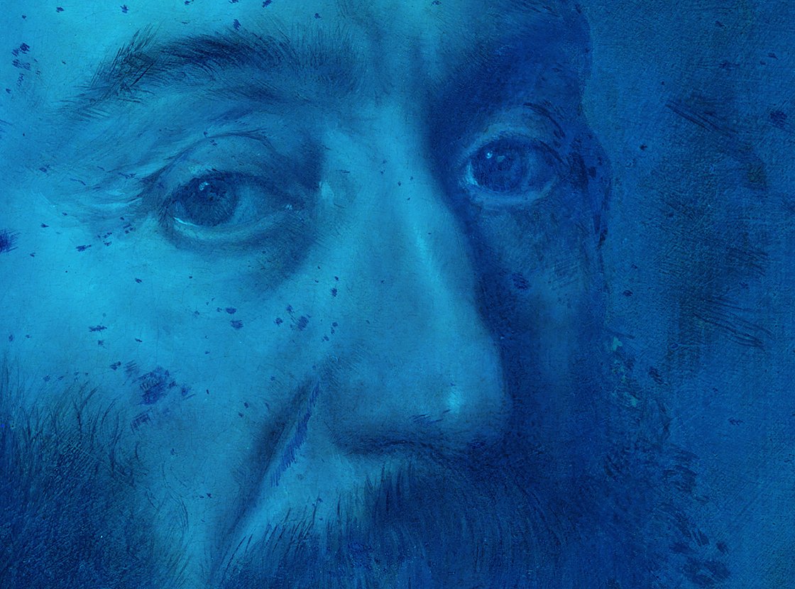 Detalle de la imagen ultravioleta de la obra de Antonio Moro "Retrato de Giovanni Battista di Castaldo"   