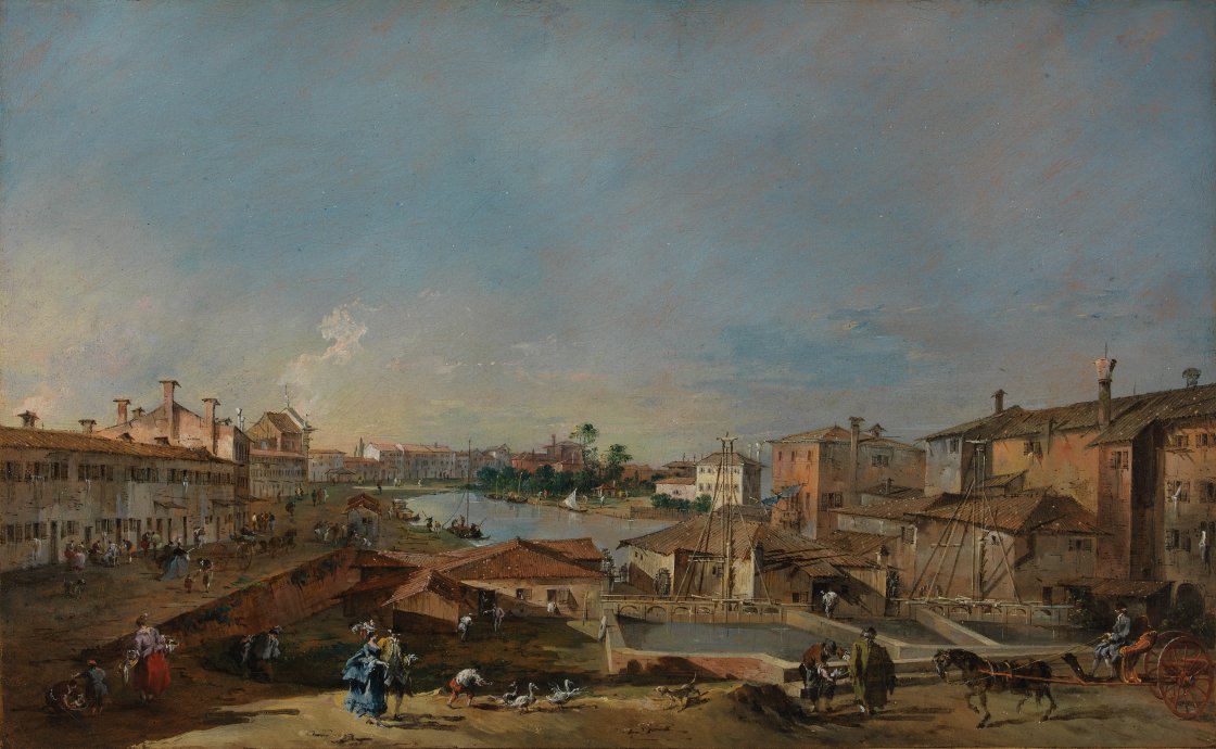 Francesco Guardi. Las compuertas en Dolo, hacia 1774-1776 