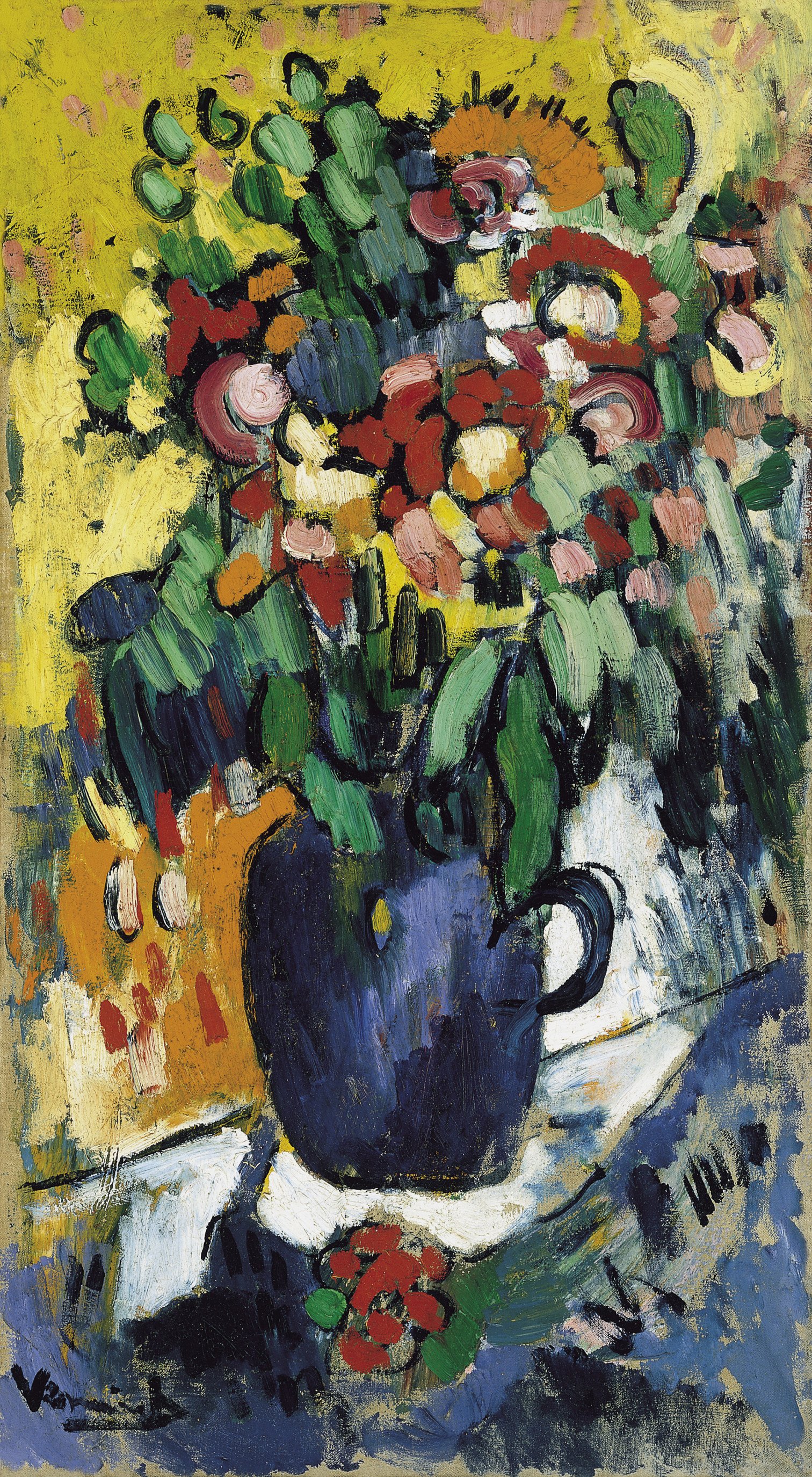 Blue vase with flowers - Vlaminck, Maurice De. Museo Nacional Thyssen ...