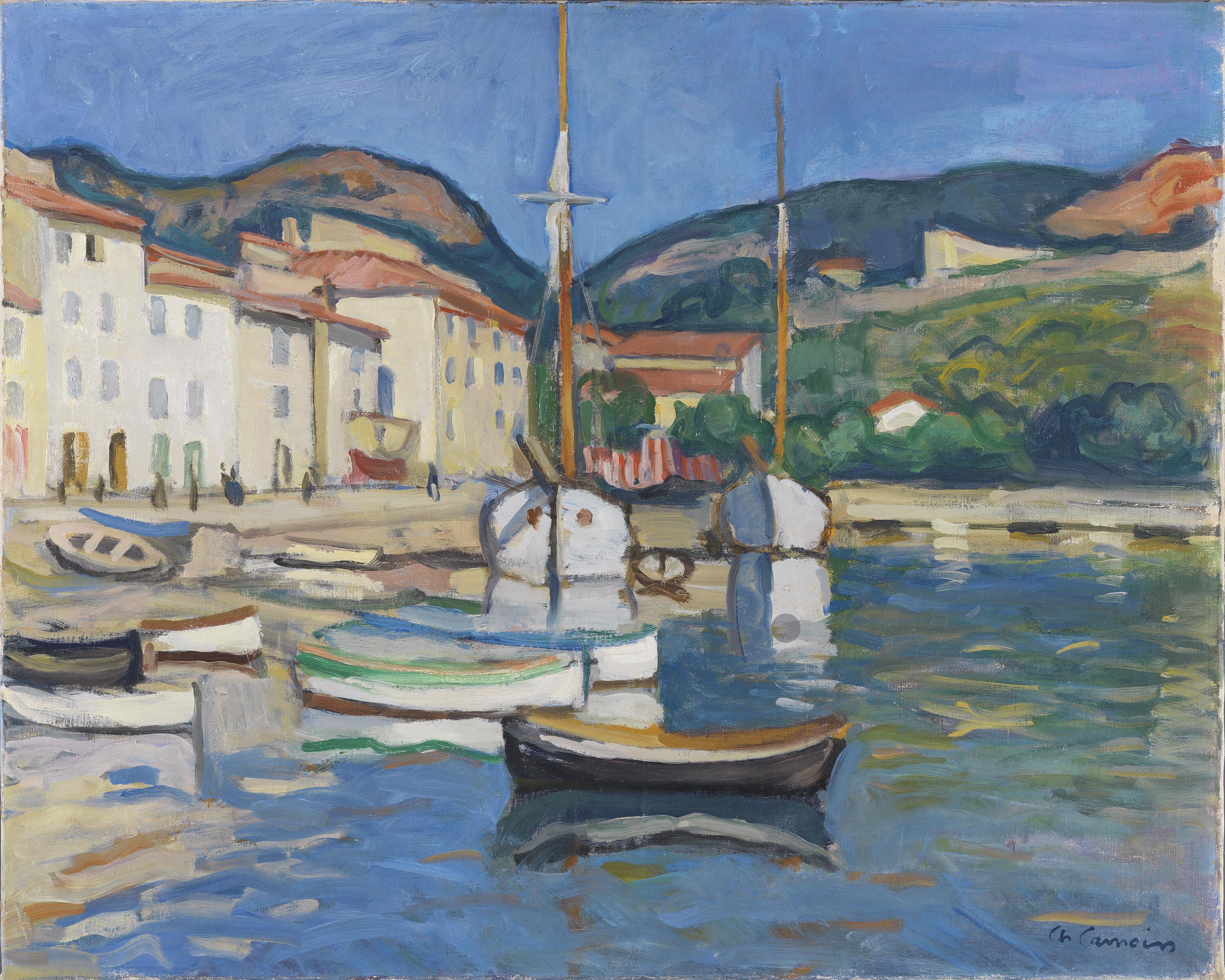 Puerto de Cassis con dos tartanas. Charles Camoin