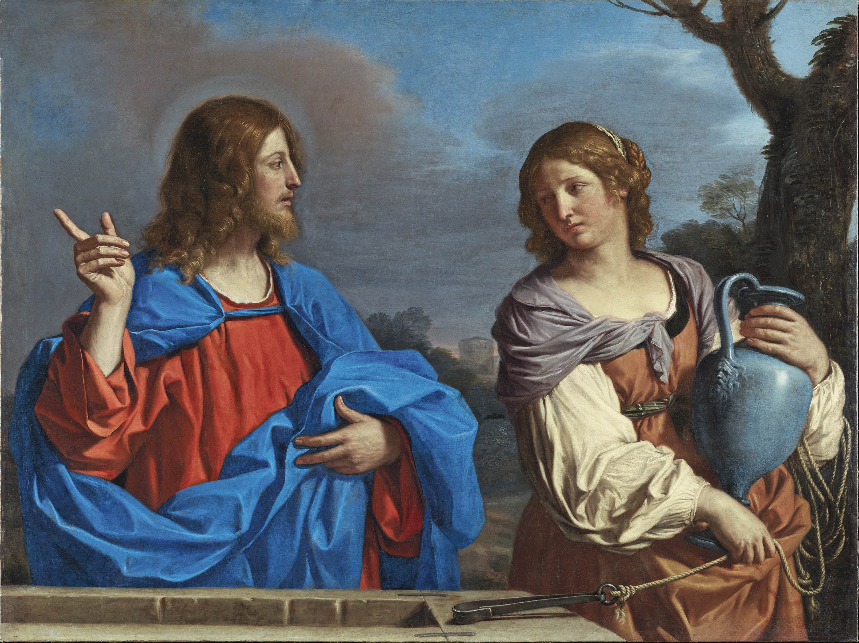 Jesús y la samaritana en el pozo. Guercino 