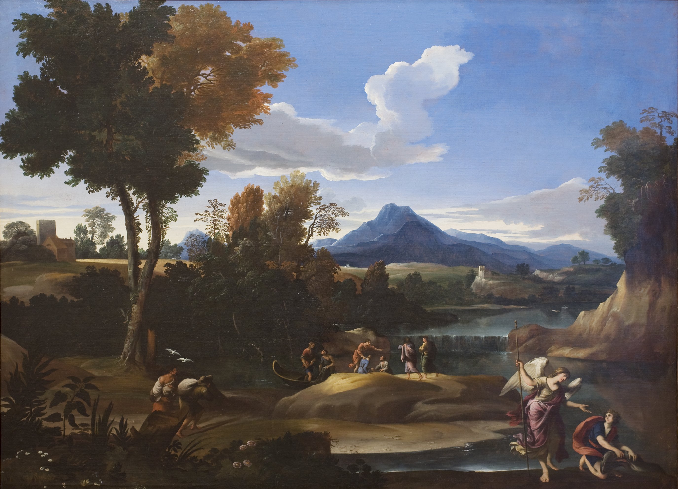 Landscape with Tobias and the Archangel Raphael - Grimaldi, Giovanni ...