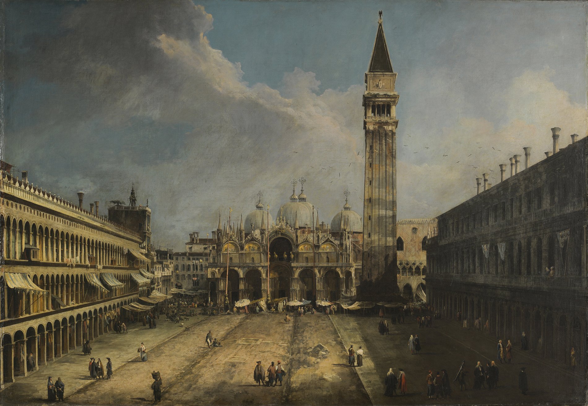 “La plaza de San Marco en Venecia” de Canaletto, antes de la restauración