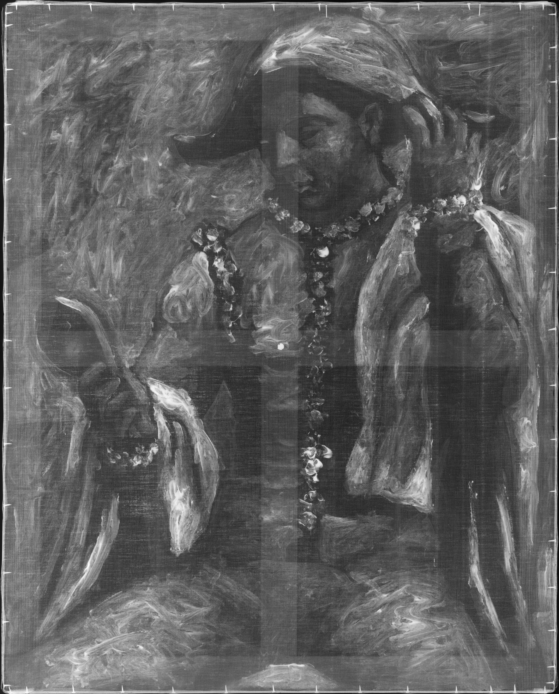 Imagen radiográfica de la obra "Arlequín con espejo", de Picasso