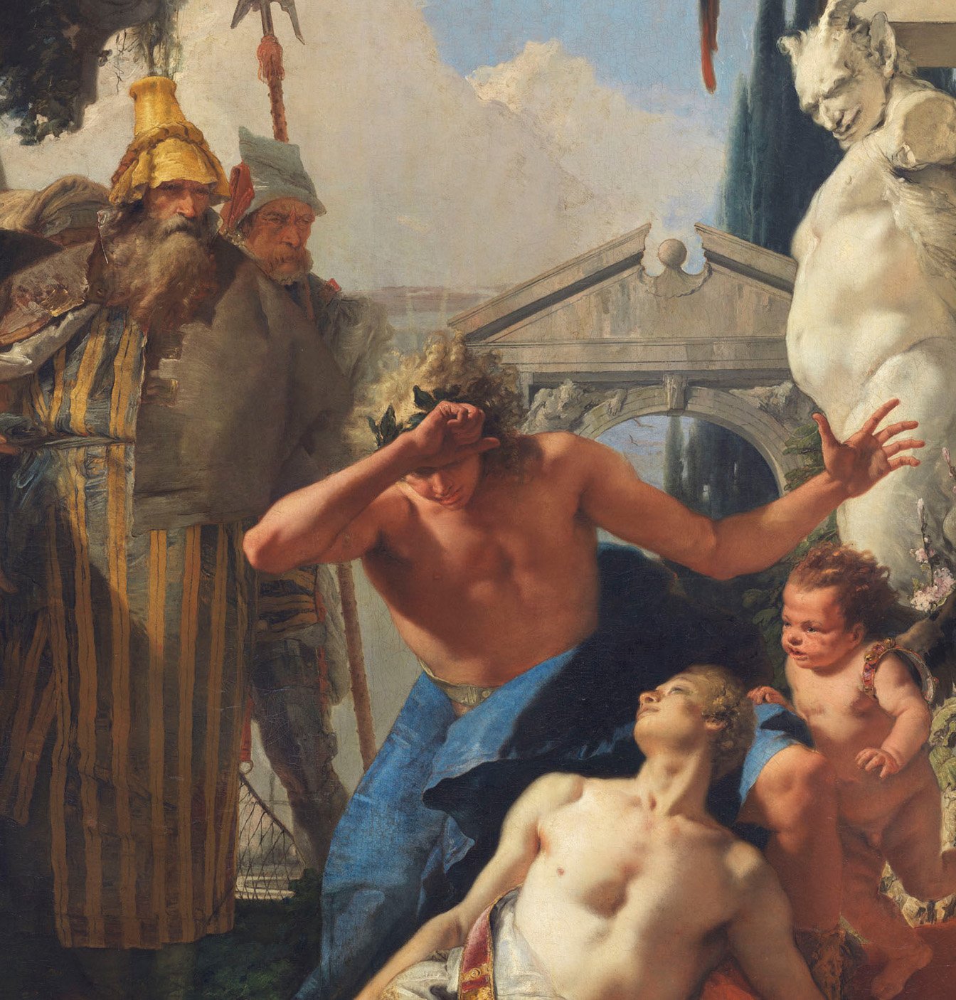 Detalle de la obra "La muerte de Jacinto" de Giambattista Tiepolo, después de su restauración
