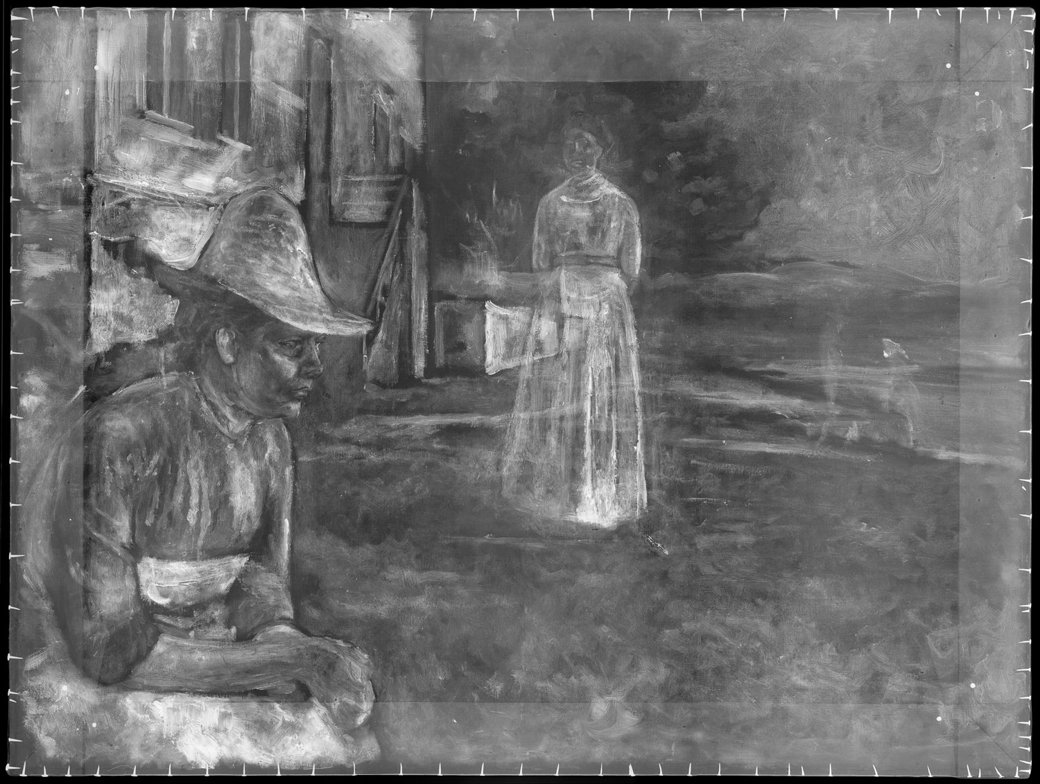 X-ray image of Munch's painting " Evening"