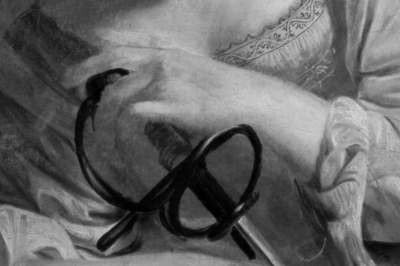 Detalle de la imagen infrarroja de la obra de Caravaggio "Santa Catalina de Alejandría"