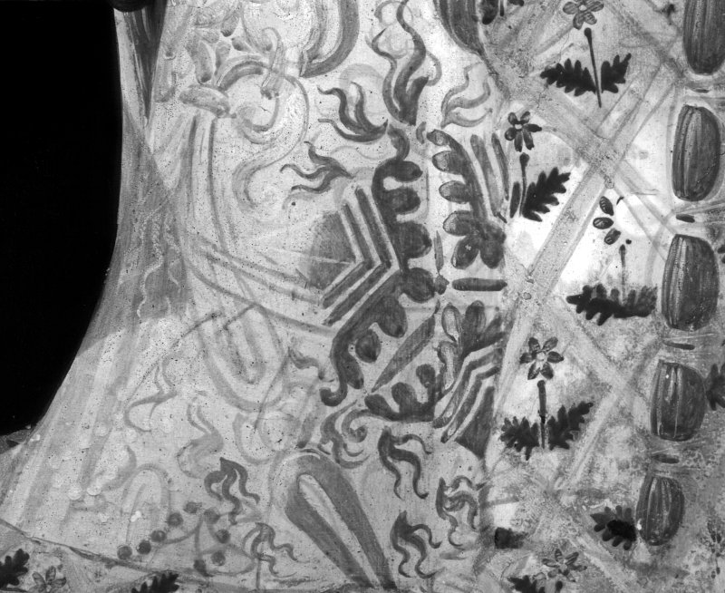 Infrared image detail of the change of composition in the clothing design of Ghirlandaio's painting, "Portrait of Giovanna Tornabuoni"