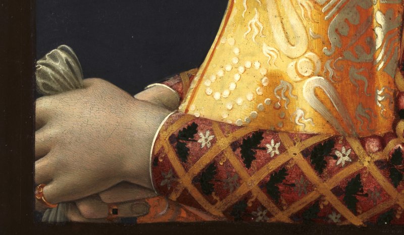 Detail of the hands from the painting “Portrait of Giovanna Tornabuoni”, by Ghirlandaio