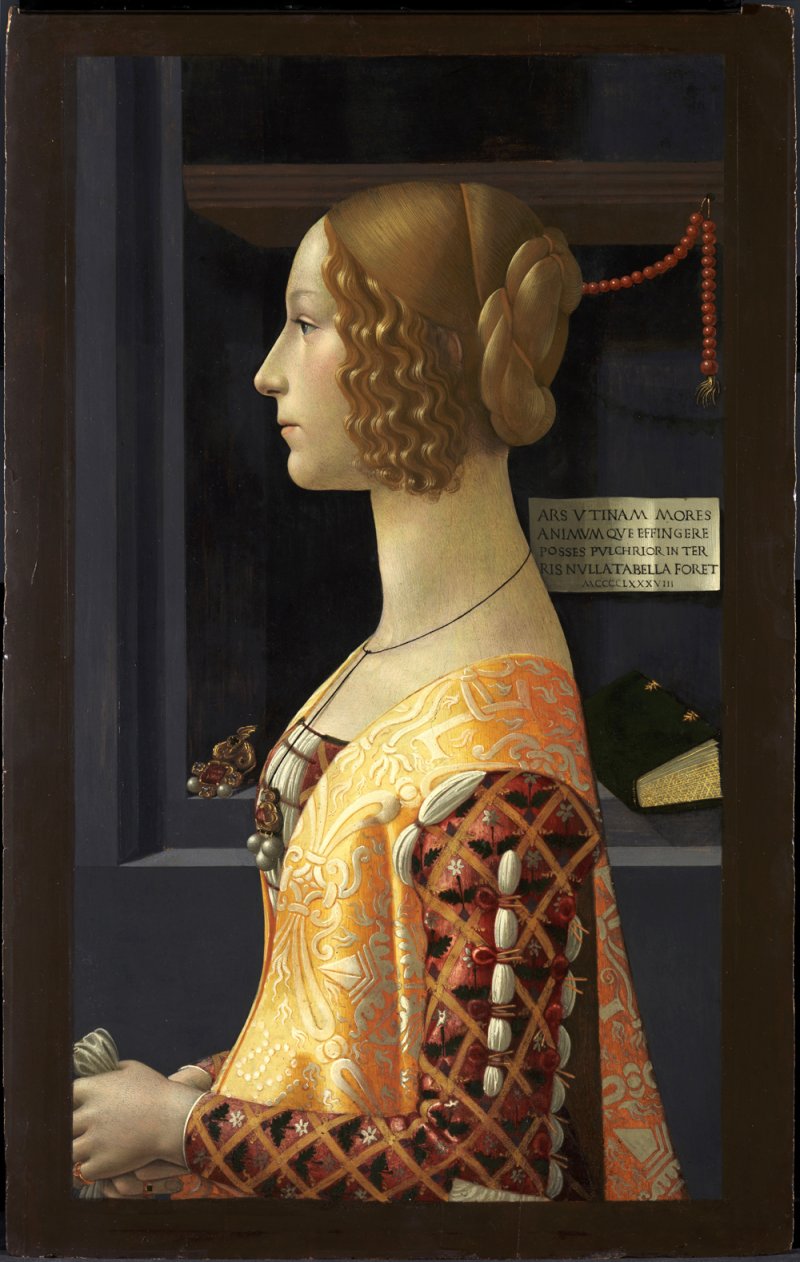 Visible image of the painting by Ghirlandaio, "Portrait of Giovanna Tornabuoni"