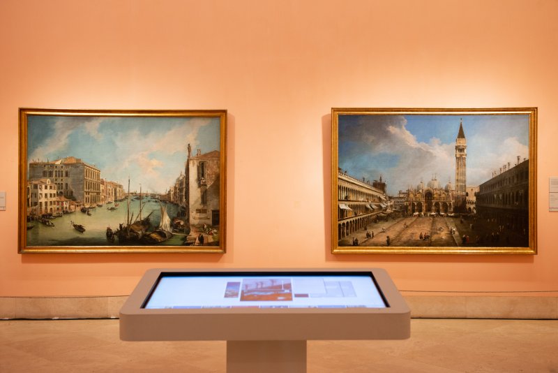 Detail of the interactive project of “The Piazza San Marco in Venice”, by Canaletto in the Museum rooms
