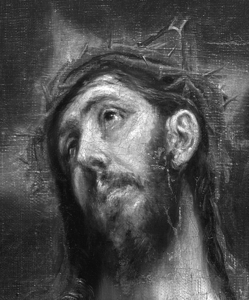 Detail of the infrared image of the painting “Christ with the Cross” c.1587‐1596, by El Greco