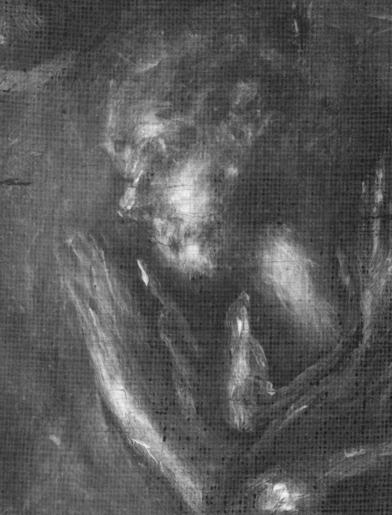 Detail of the X-ray of the painting "The Immaculate Conception" c. 1608-1614