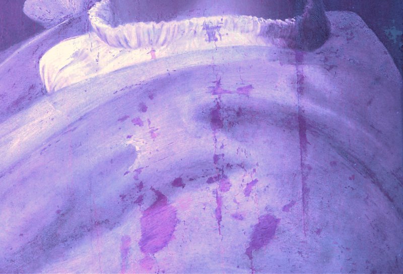 Detalle de la imagen ultravioleta de la obra "Retrato de un joven" de Rafael