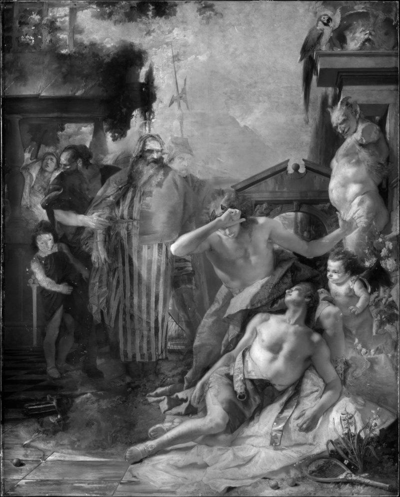 Imagen infrarroja de "La muerte de Jacinto" de Giambattista Tiepolo