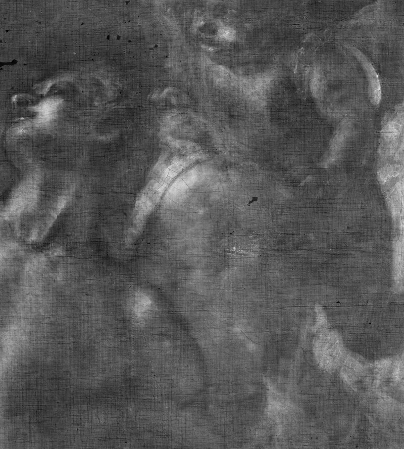 Detalle de la radiografía de "La muerte de Jacinto" de Giambattista Tiepolo