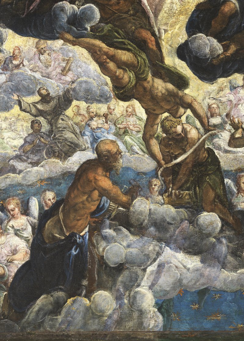 Detail of the visible image of the painting "The Paradise", by Tintoretto