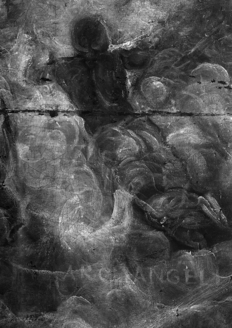 Detail of the X-ray image of the painting "The Paradise", by Tintoretto