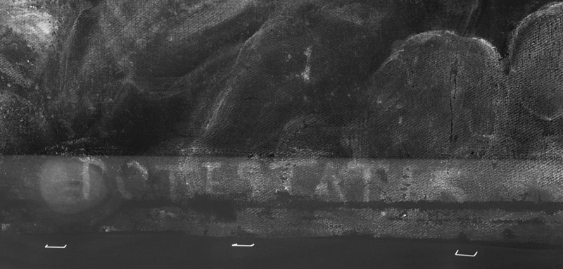 Detail of the inscription revealed in the X-ray of Tintoretto's painting