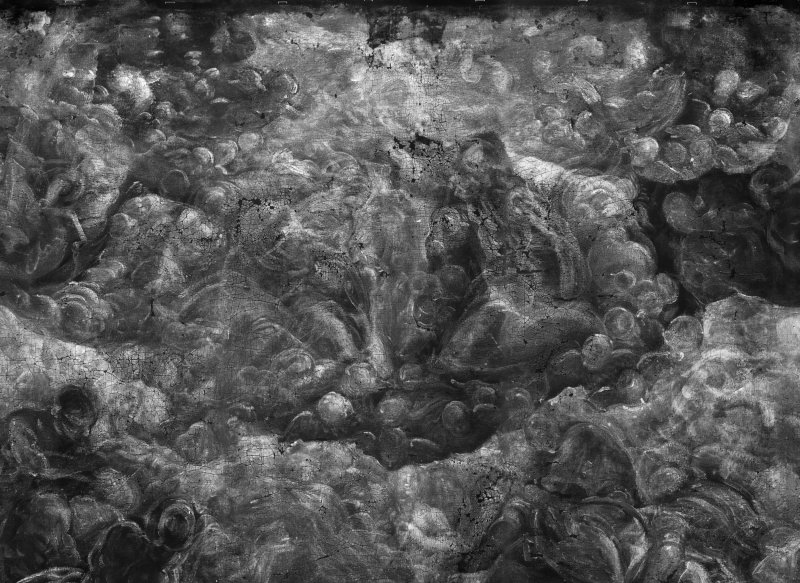 Detalle de la imagen radiográfica de La Coronación de la obra "El Paraíso", de Tintoretto