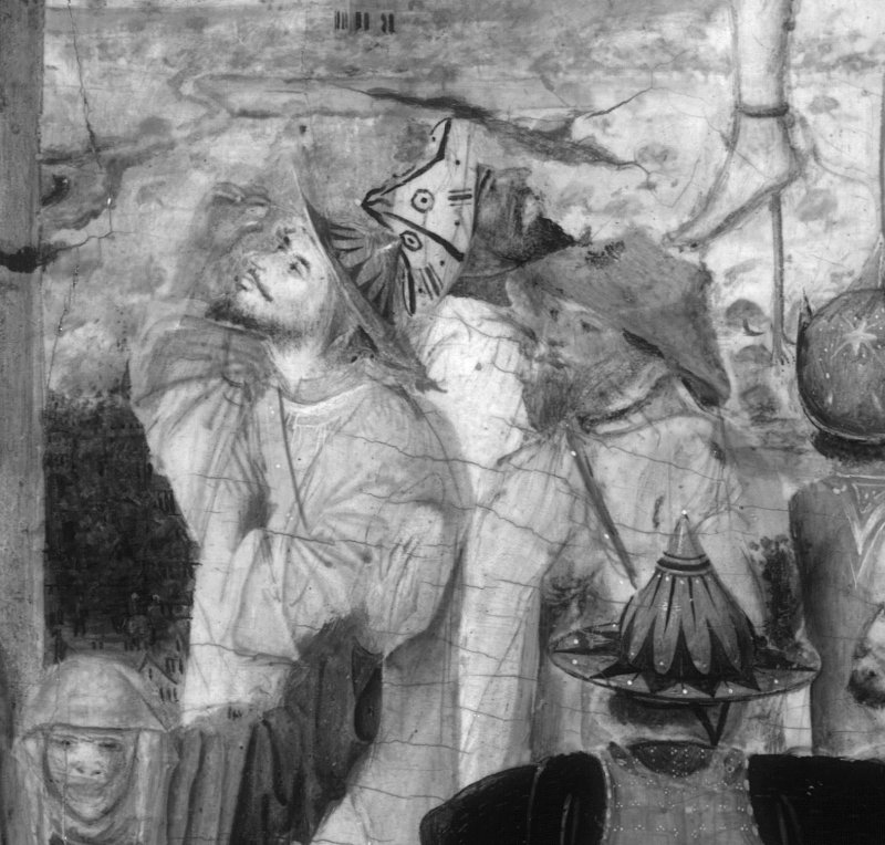 Detalle de la reflectografía infrarroja de la obra "La Crucifixión", de Anónimo Valenciano c. 1450-1460