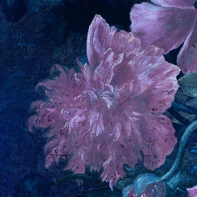 Detail of the ultraviolet image of Linard's painting "Chinese porcelain with flowers"
