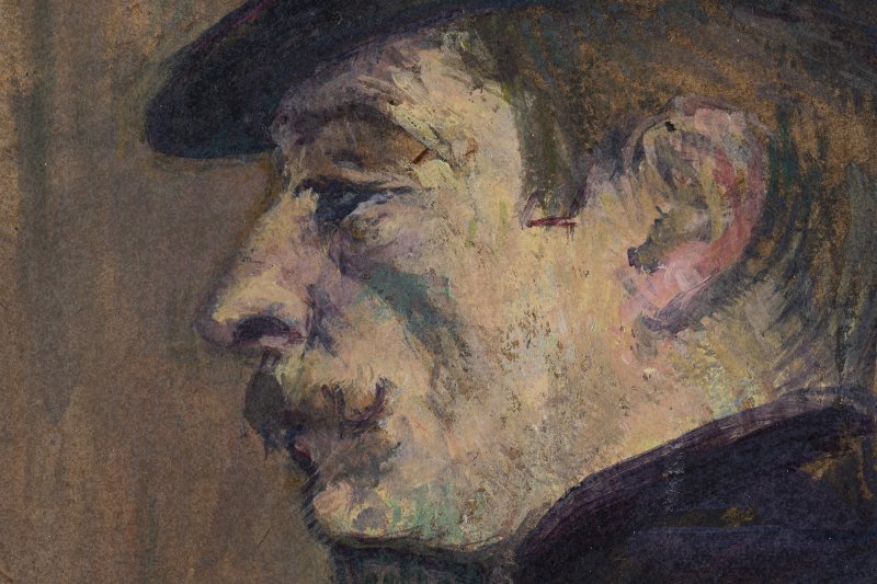 Detalle en macrofotografía de la obra de Toulouse-Lautrec "Gaston Bonnefoy"