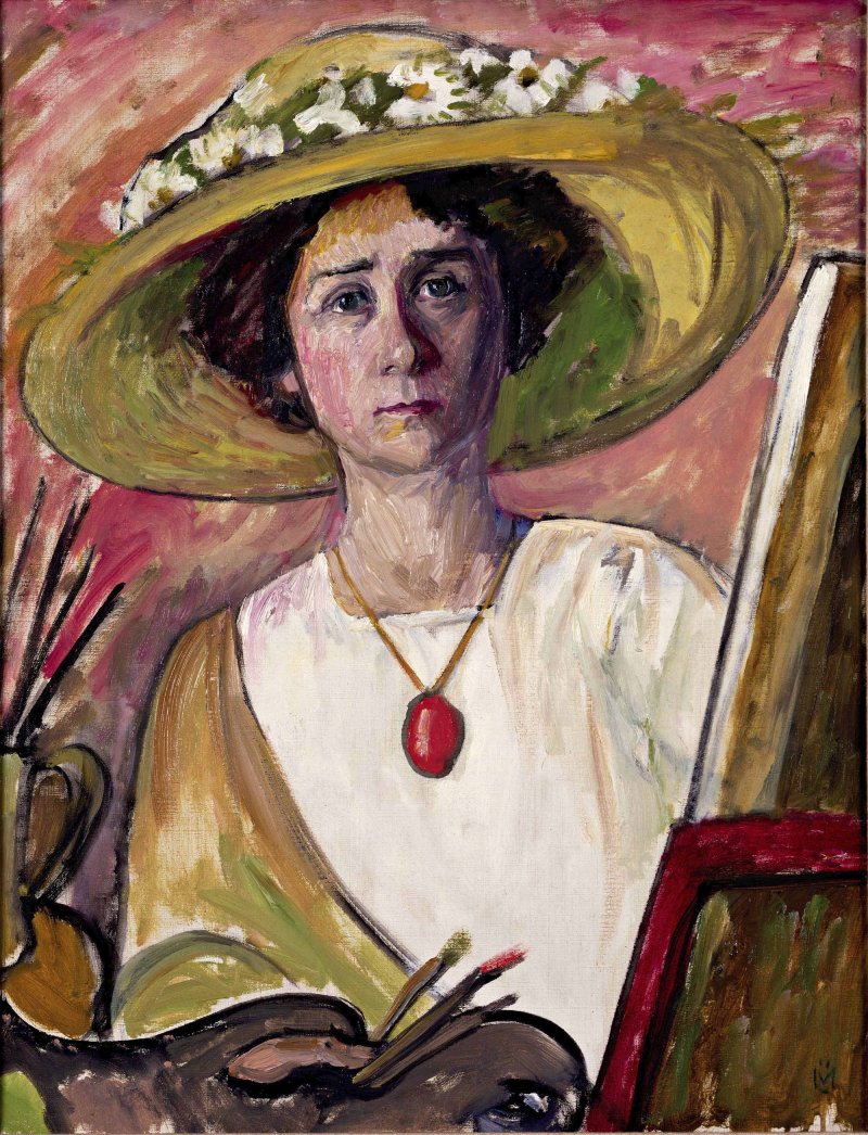 Gabriele Münter, Self-Portrait in Front of an Easel, ca. 1908-1909