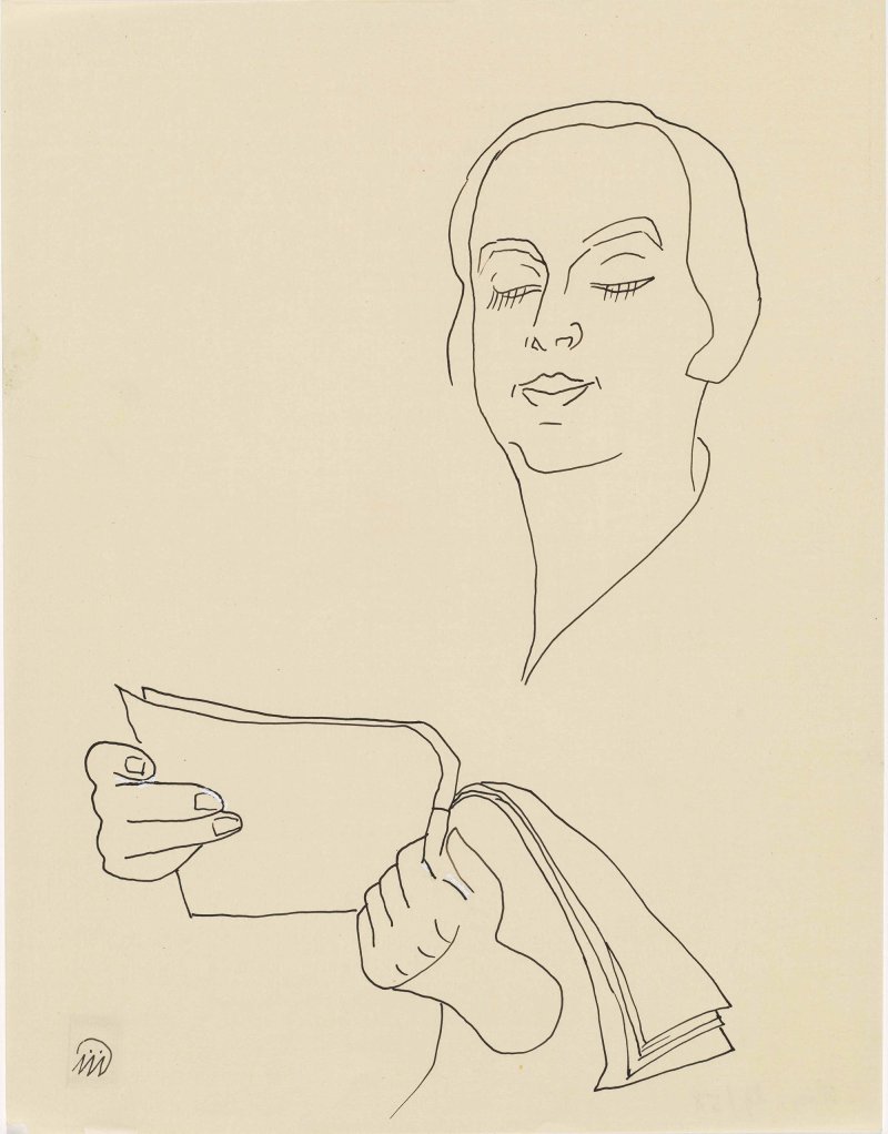 Gabriele Münter, La poeta E. K. [Eleonora Kalkowska] leyendo, hacia 1926-1927