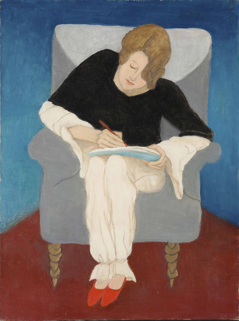 Gabriele Münter, Señora escribiendo en un sillón (Estenografía: Mujer suiza en pijama), 1929