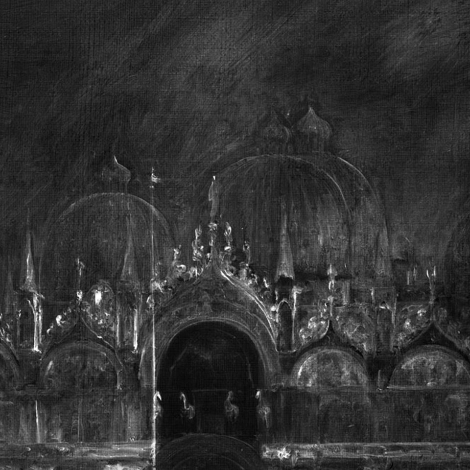 Detalle en radiografía de las cúpulas de la obra de Canaletto “La plaza de San Marco en Venecia”
