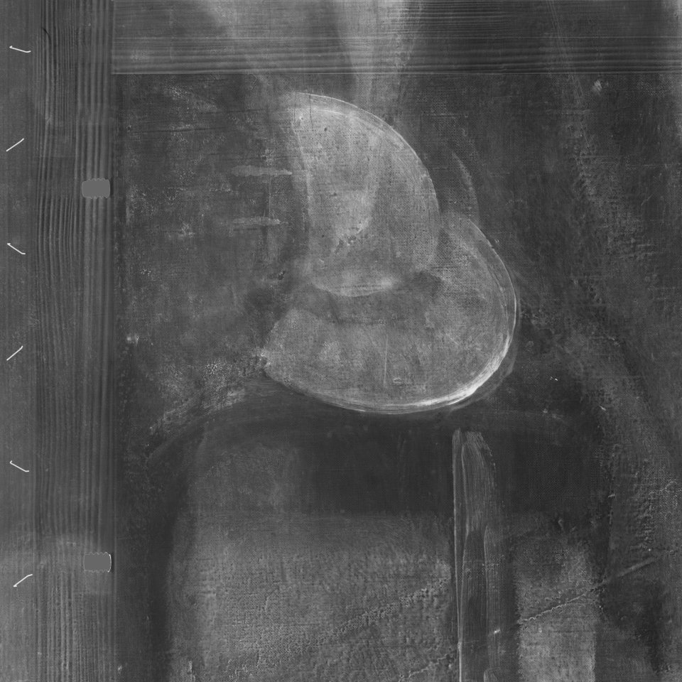 Detalle de la radiografía de la obra de Balthus, “La partida de naipes”, 1948- 1950