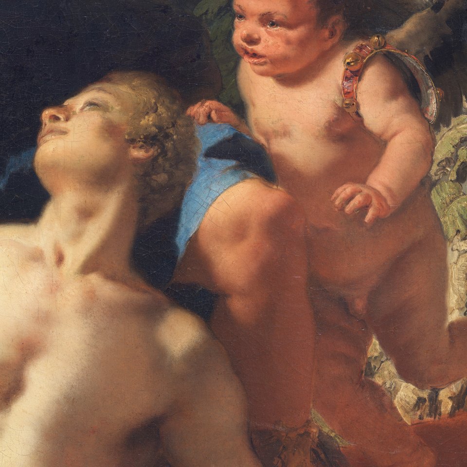 Detalle de la imagen visible de “La muerte de Jacinto” de Giambattista Tiepolo