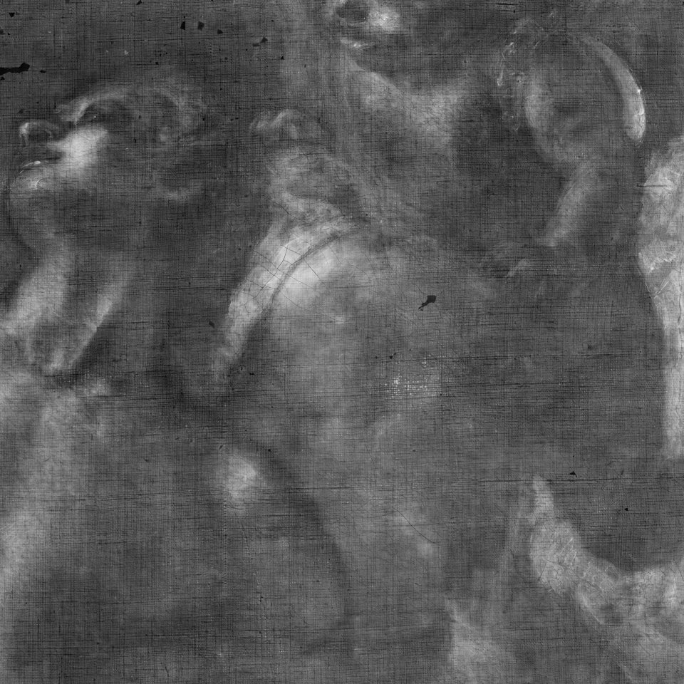 Detalle de la radiografía de "La muerte de Jacinto" de Giambattista Tiepolo
