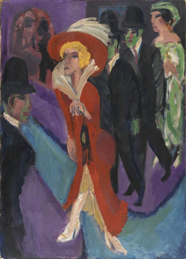 Calle con prostituta de rojo. Ernst Ludwig Kirchner