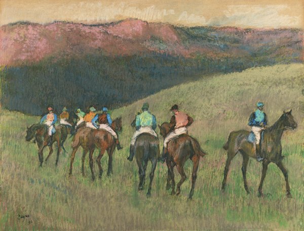 Caballos de carreras en un paisaje. Edgar Degas